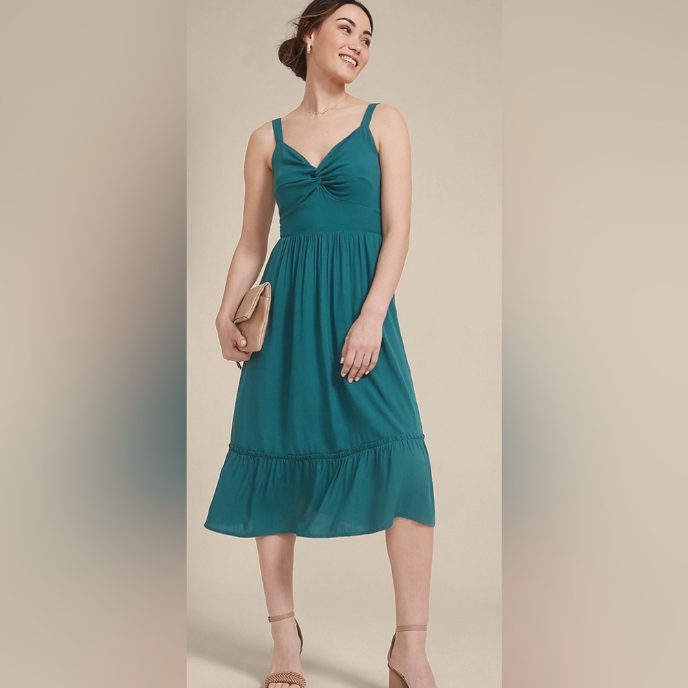 Maurices Bare Front Knot V Neck Midi Dress Large
